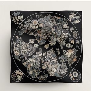 Authentic Hermes Plantifleurs 90 cm Silk Scarf